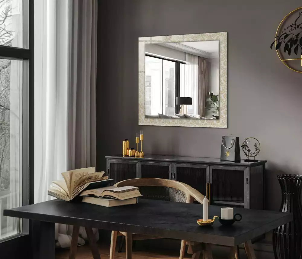 Négyszögletes dísztükör Sárga díszek