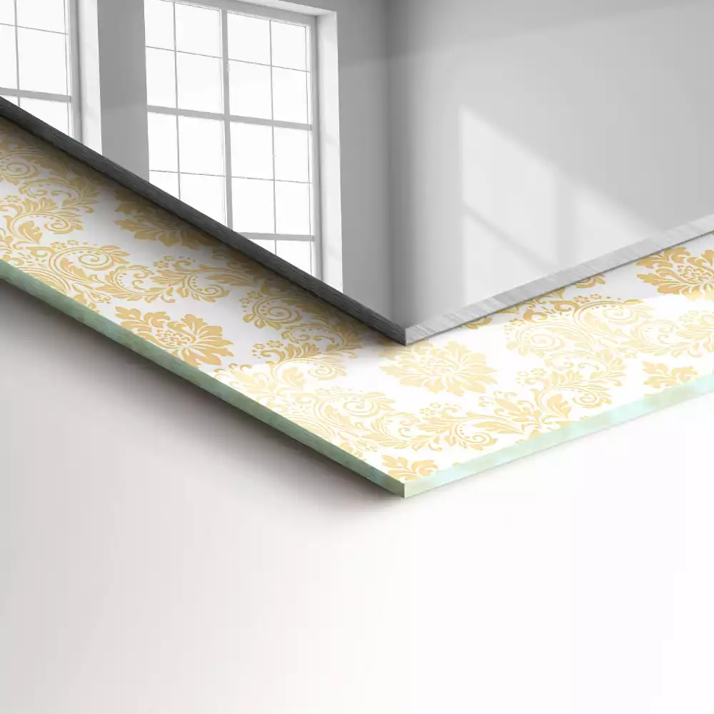 Négyszögletes dísztükör Sárga díszek