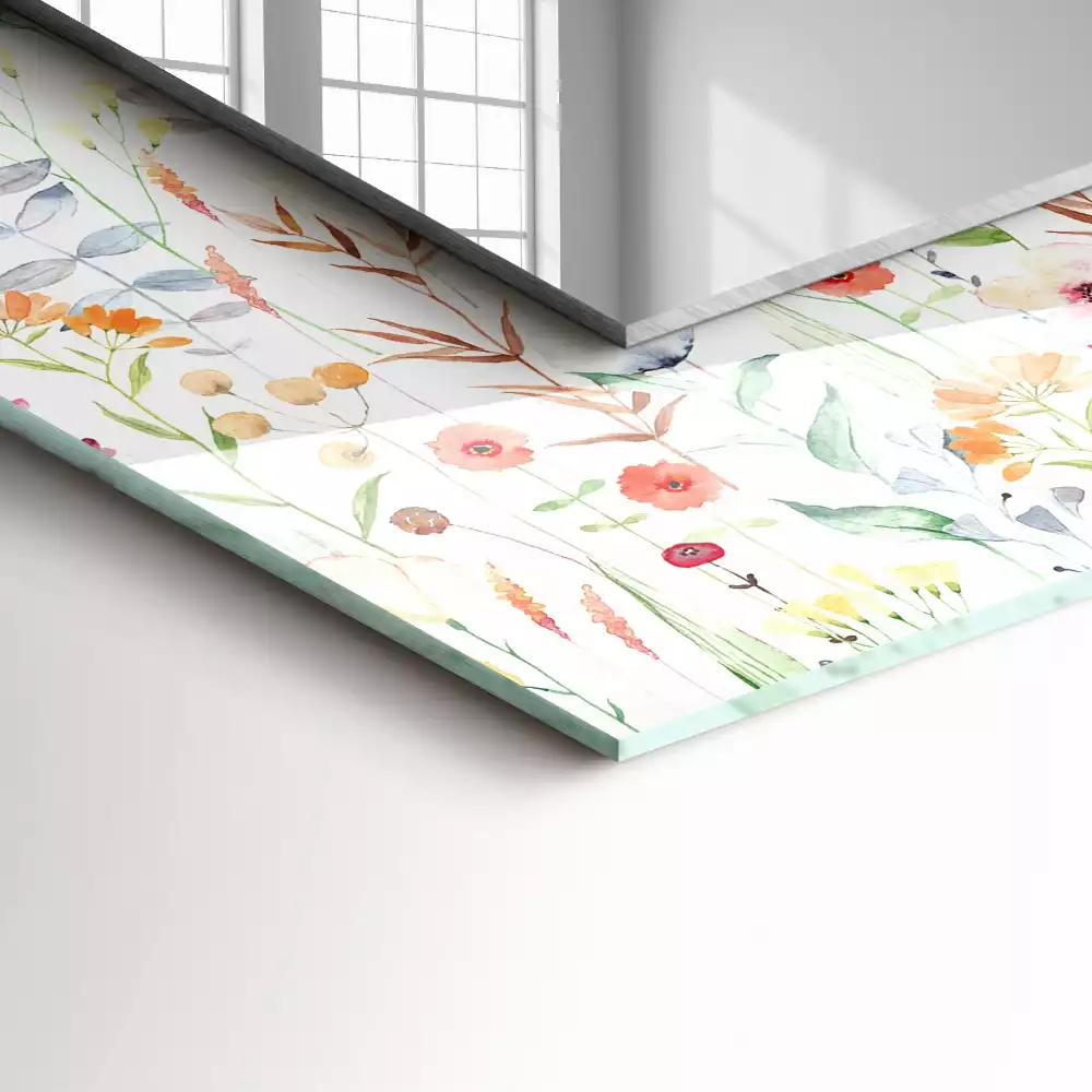 Négyszögletes dísztükör Virágos akvarell minta