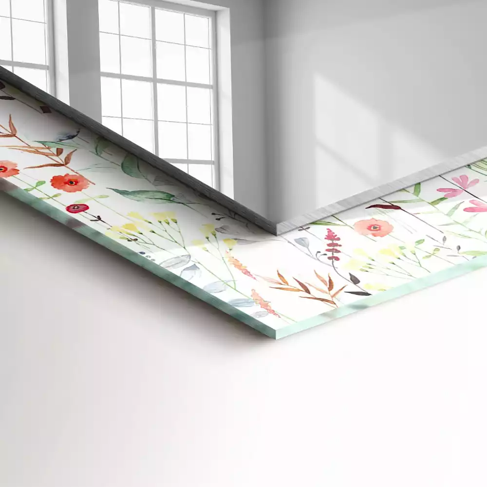 Négyszögletes dísztükör Virágos akvarell minta