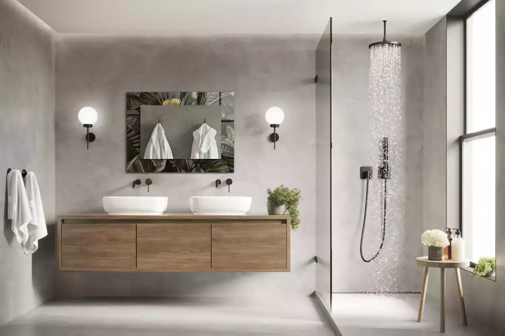 Négyszögletes dísztükör Virágok és kolibri