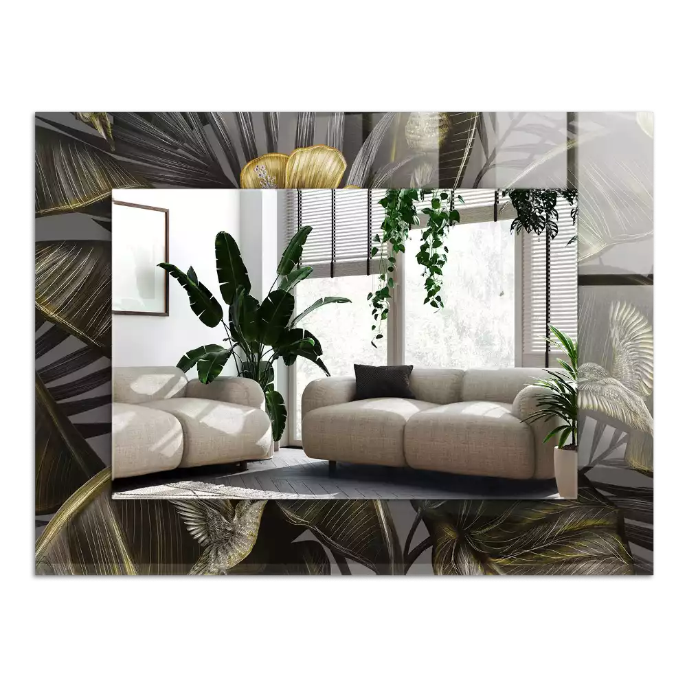 Négyszögletes dísztükör Virágok és kolibri