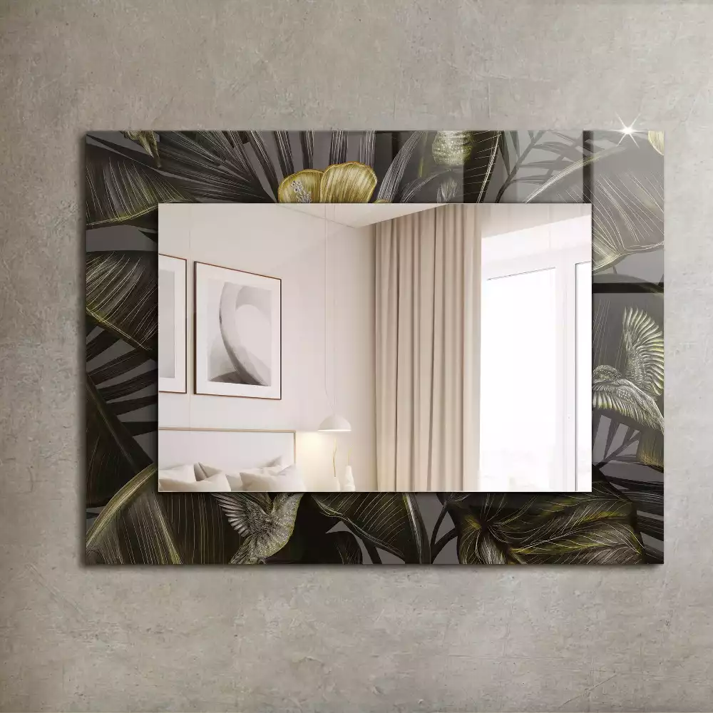 Négyszögletes dísztükör Virágok és kolibri