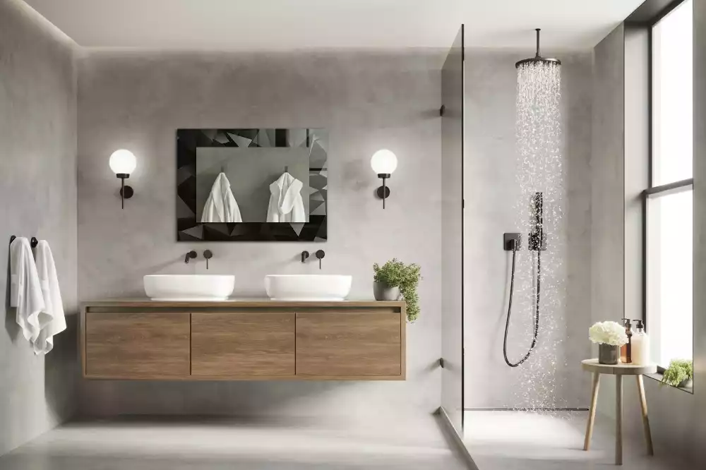 Négyszögletes dísztükör Fekete geometriai formák