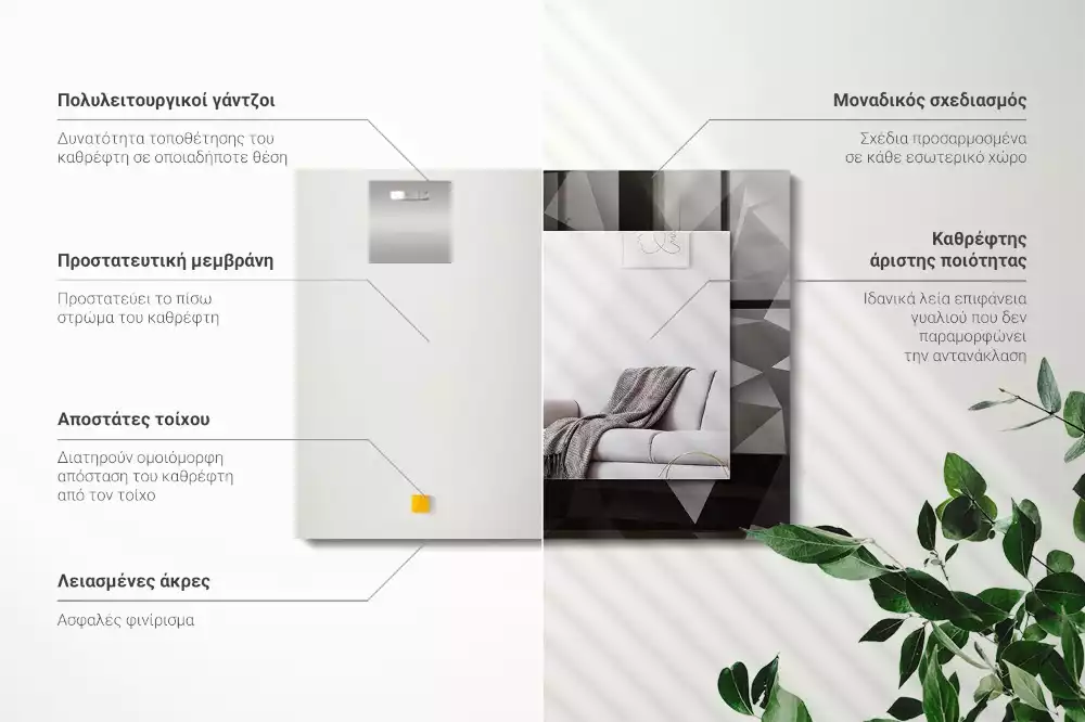 Négyszögletes dísztükör Fekete geometriai formák