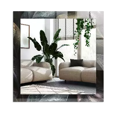 Négyszögletes dísztükör Színes növényi levelek