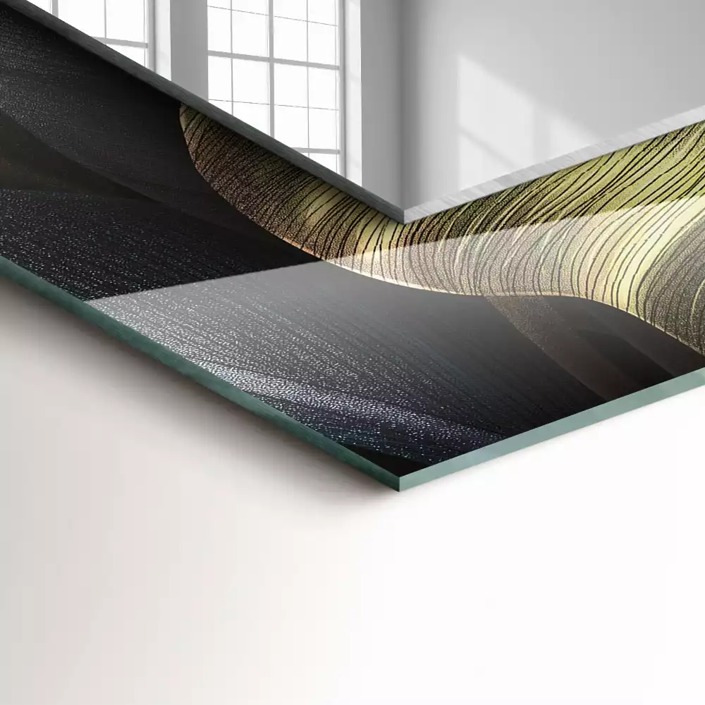 Négyszögletes dísztükör Színes növényi levelek