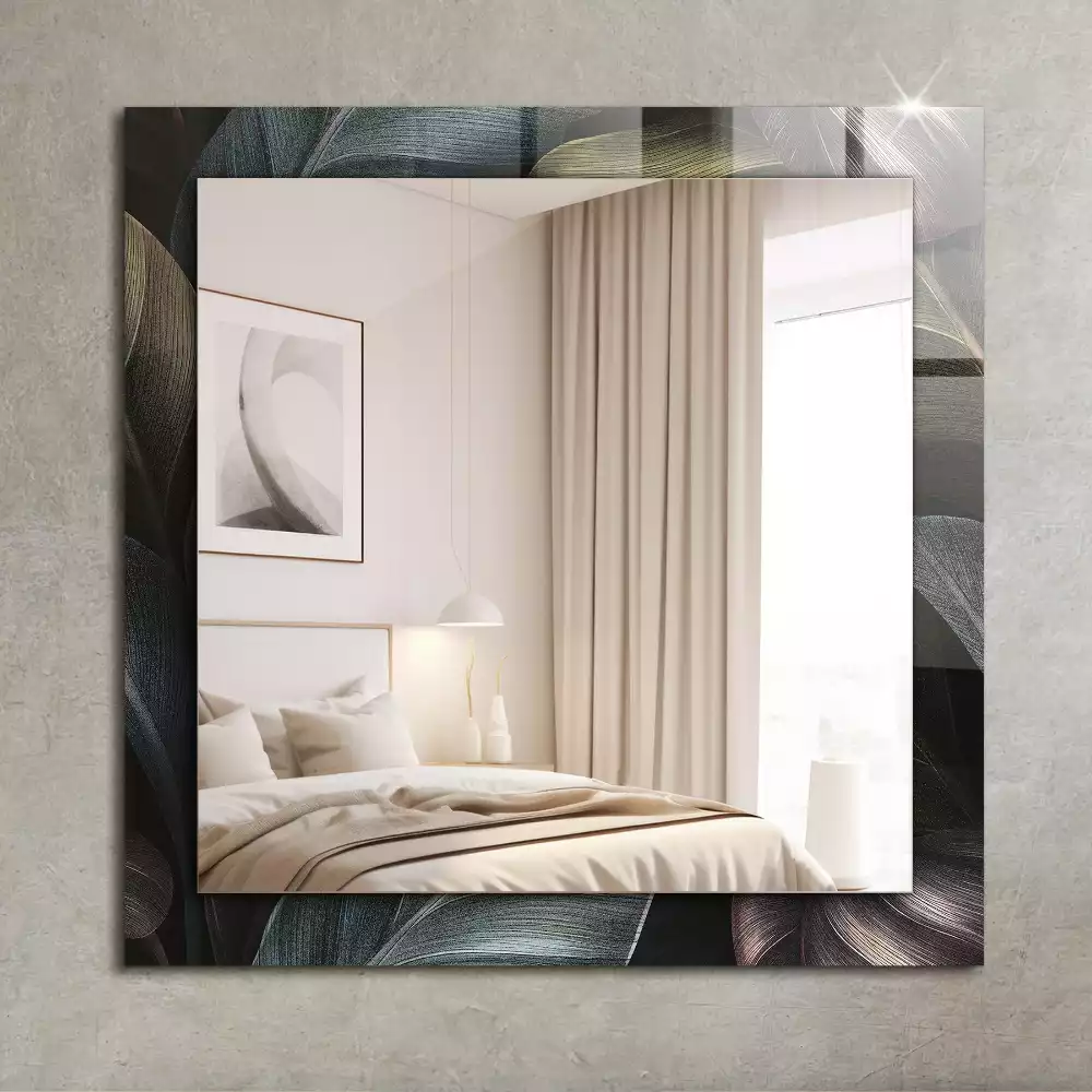 Négyszögletes dísztükör Színes növényi levelek