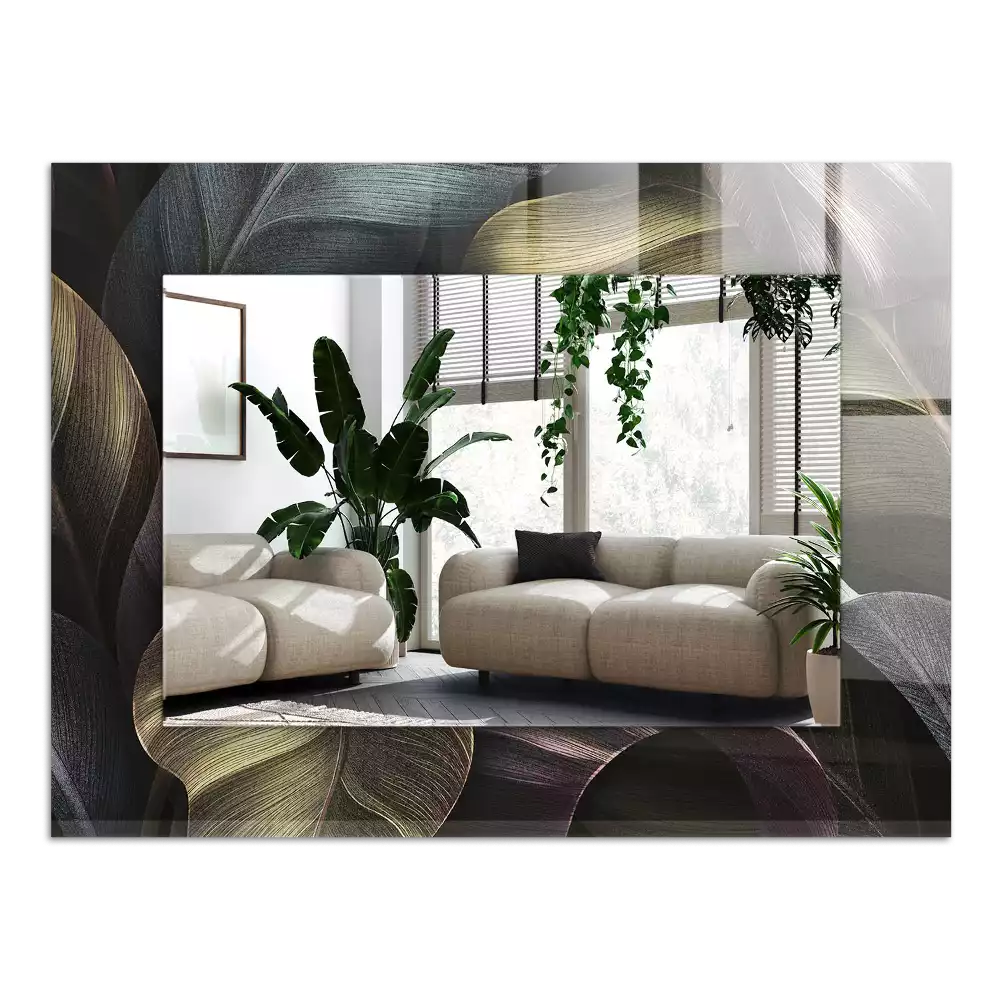 Négyszögletes dísztükör Színes növényi levelek