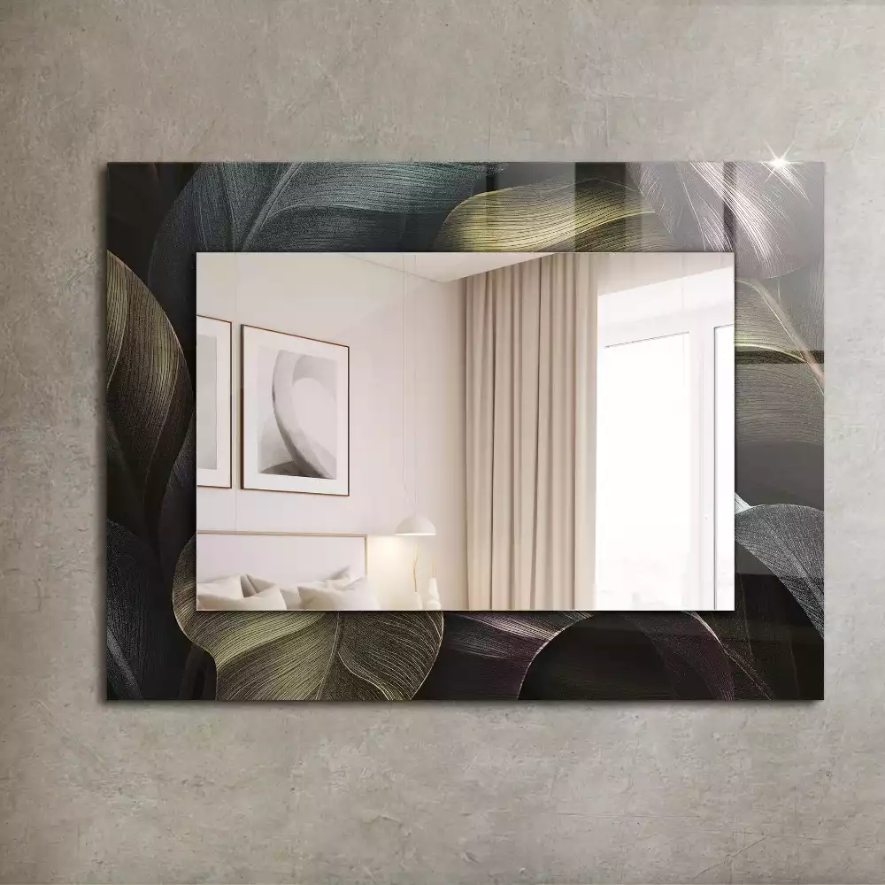 Négyszögletes dísztükör Színes növényi levelek