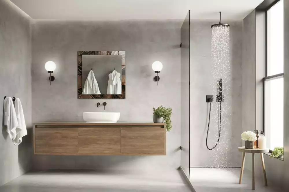 Négyszögletes dísztükör trópusi levelek