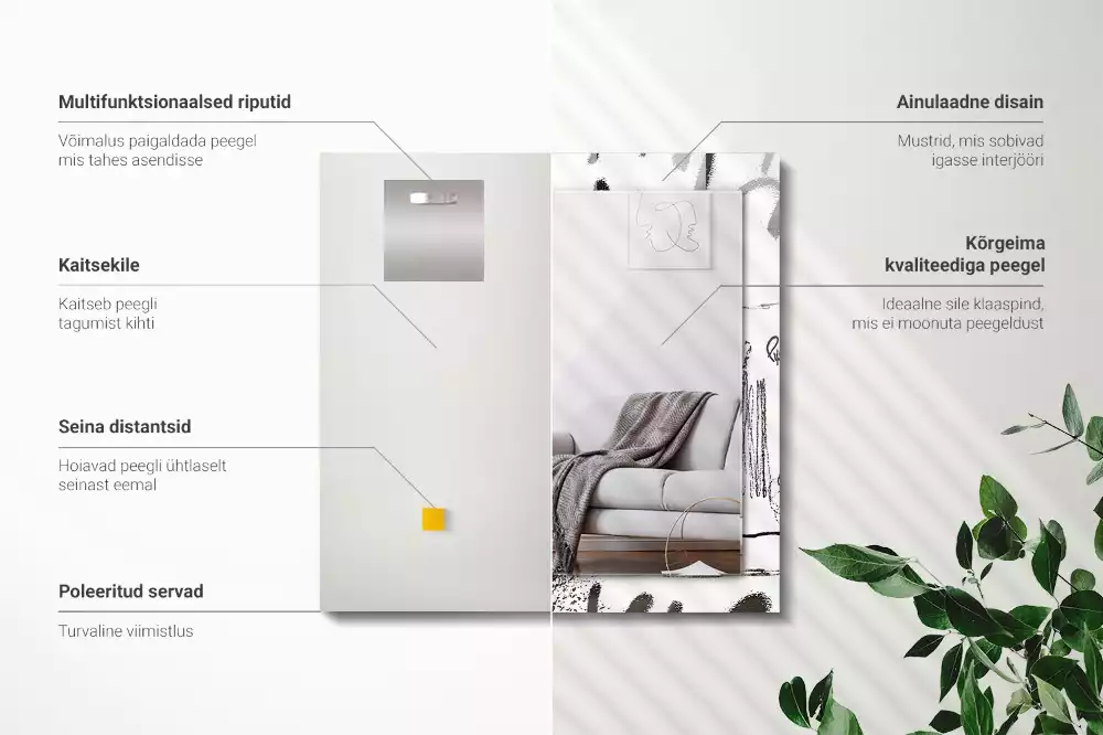 Négyszögletes dísztükör Absztrakt modern minták