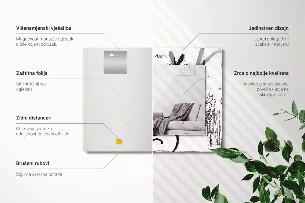 Négyszögletes dísztükör Absztrakt modern minták