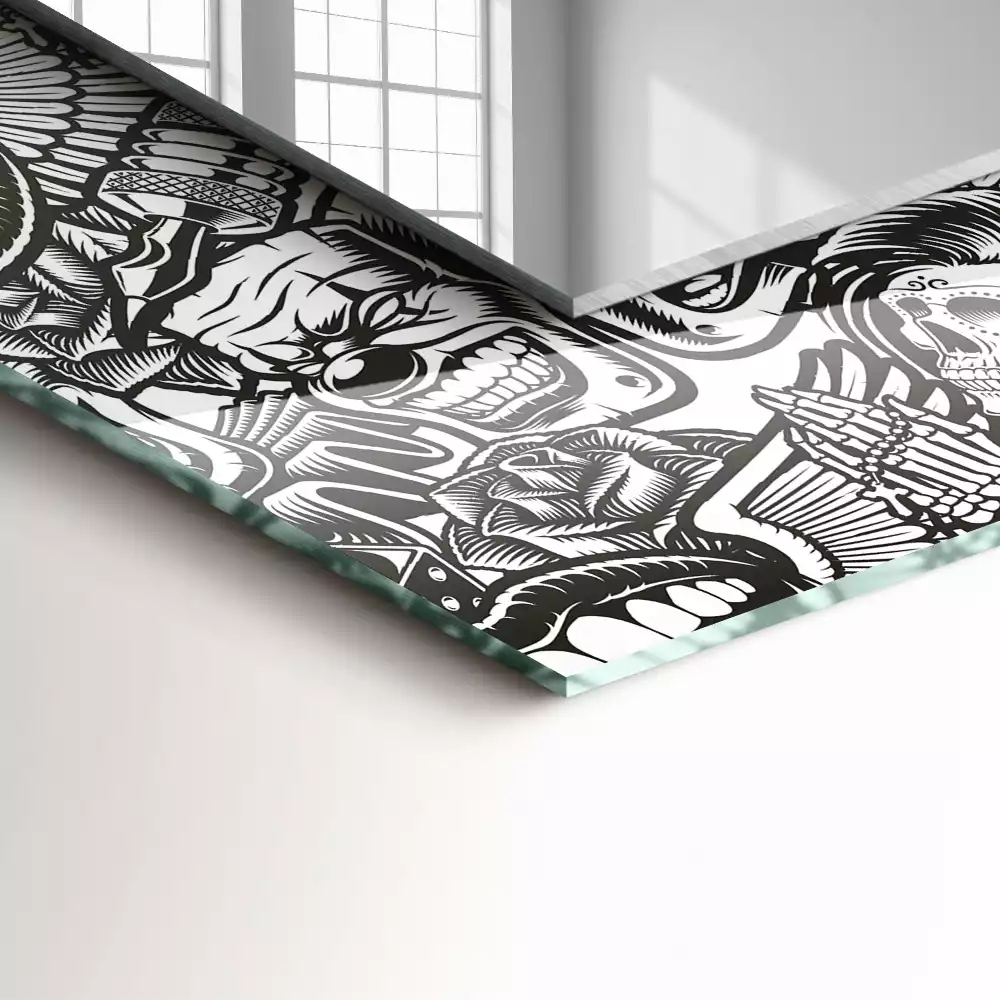 Négyszögletes dísztükör Fekete-fehér minták