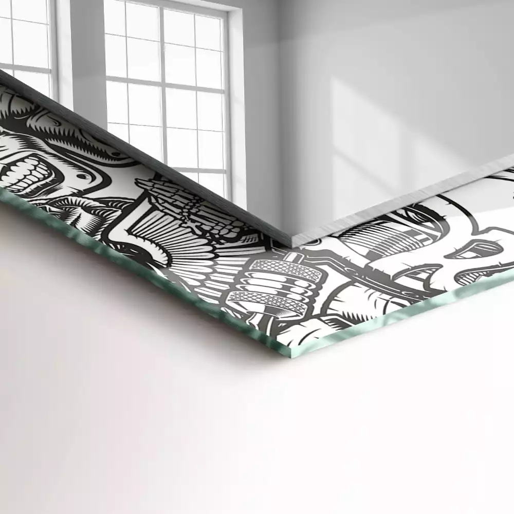 Négyszögletes dísztükör Fekete-fehér minták