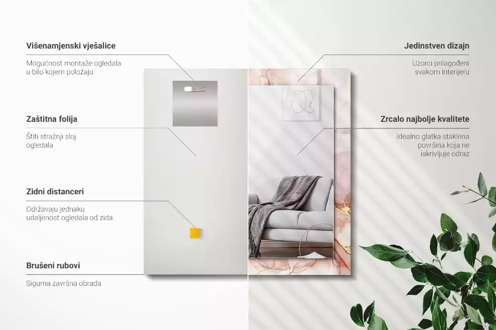 Négyszögletes dísztükör Absztrakt akvarell művészet