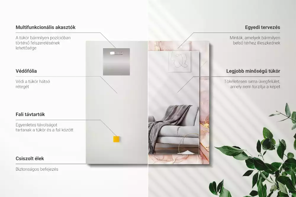 Négyszögletes dísztükör Absztrakt akvarell művészet