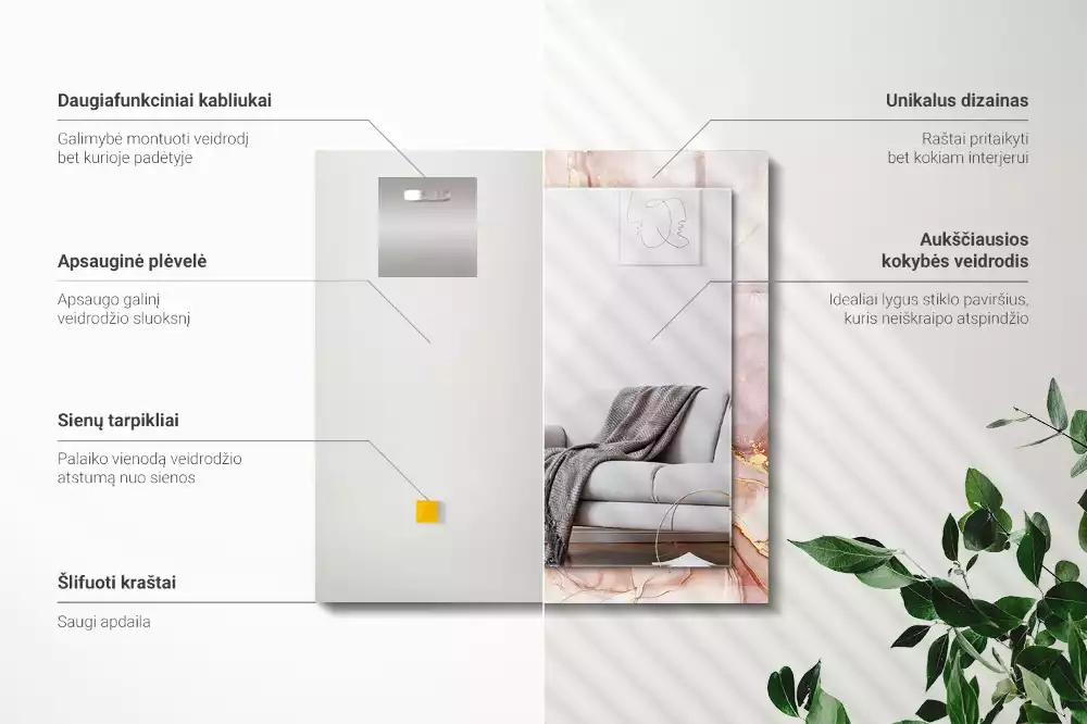 Négyszögletes dísztükör Absztrakt akvarell művészet