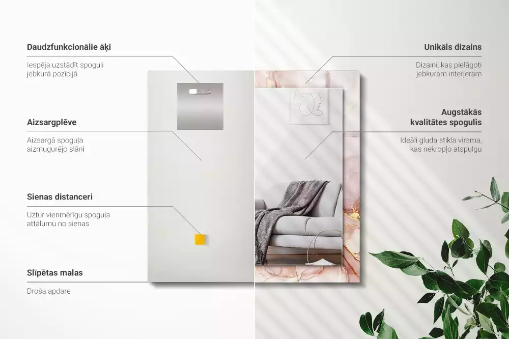 Négyszögletes dísztükör Absztrakt akvarell művészet