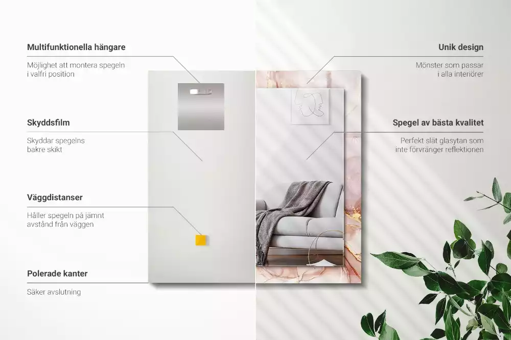 Négyszögletes dísztükör Absztrakt akvarell művészet