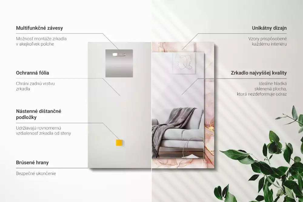 Négyszögletes dísztükör Absztrakt akvarell művészet