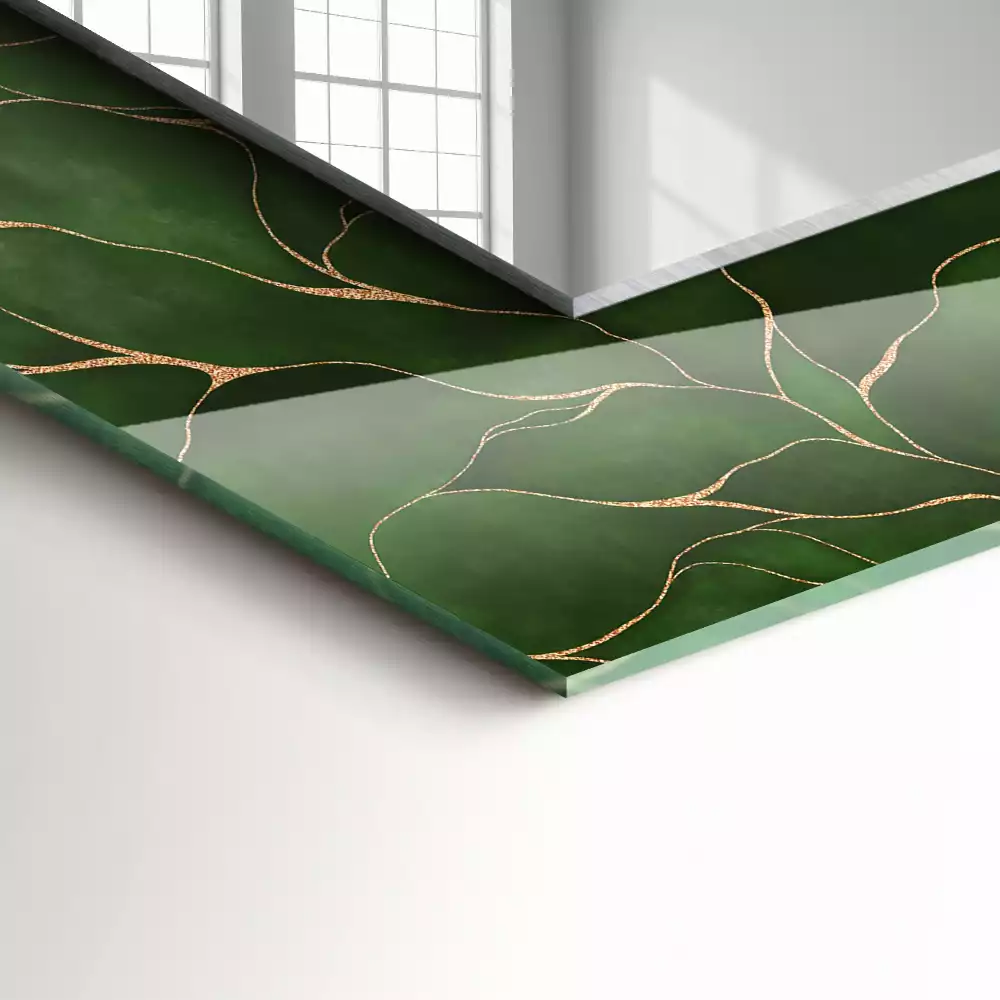 Négyszögletes dísztükör Zöld levelek minta