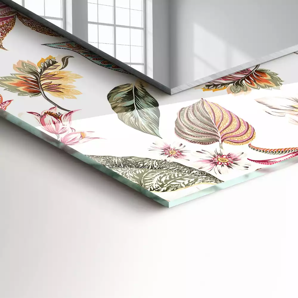 Négyszögletes dísztükör Virágok és levelek