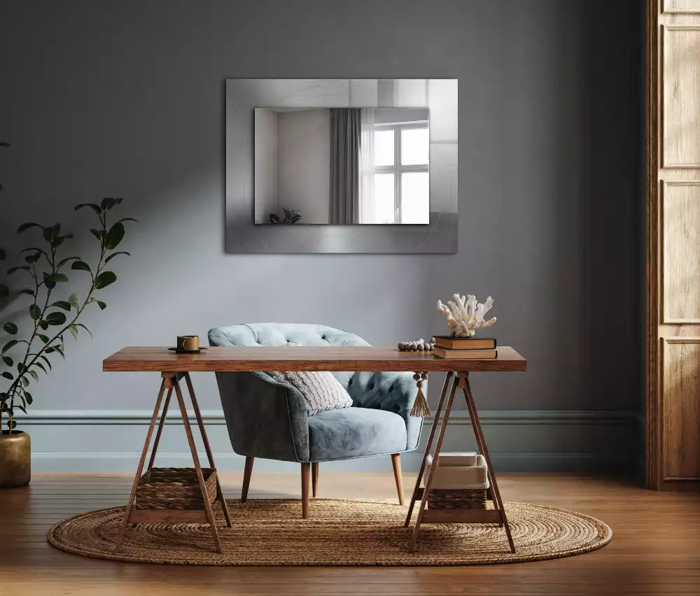 Négyszögletes dísztükör Kerek fém felület