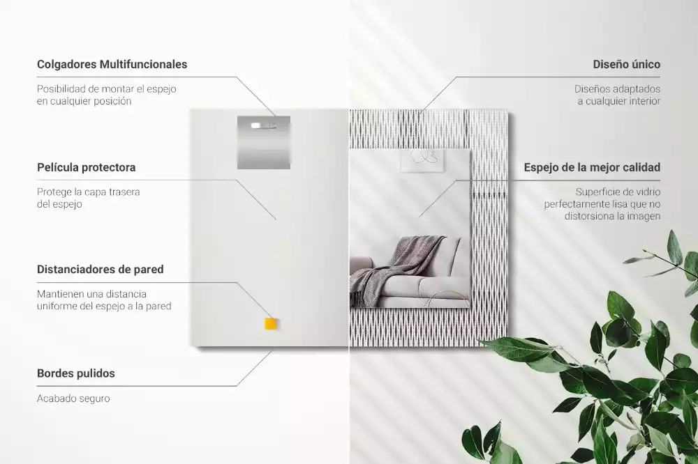 Négyszögletes dísztükör Textil szövet minta