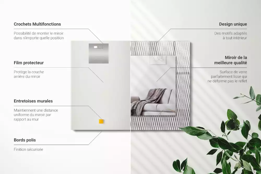 Négyszögletes dísztükör Textil szövet minta