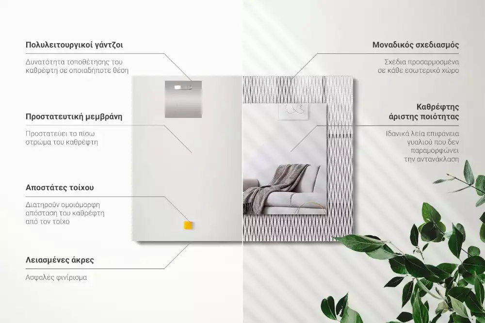 Négyszögletes dísztükör Textil szövet minta