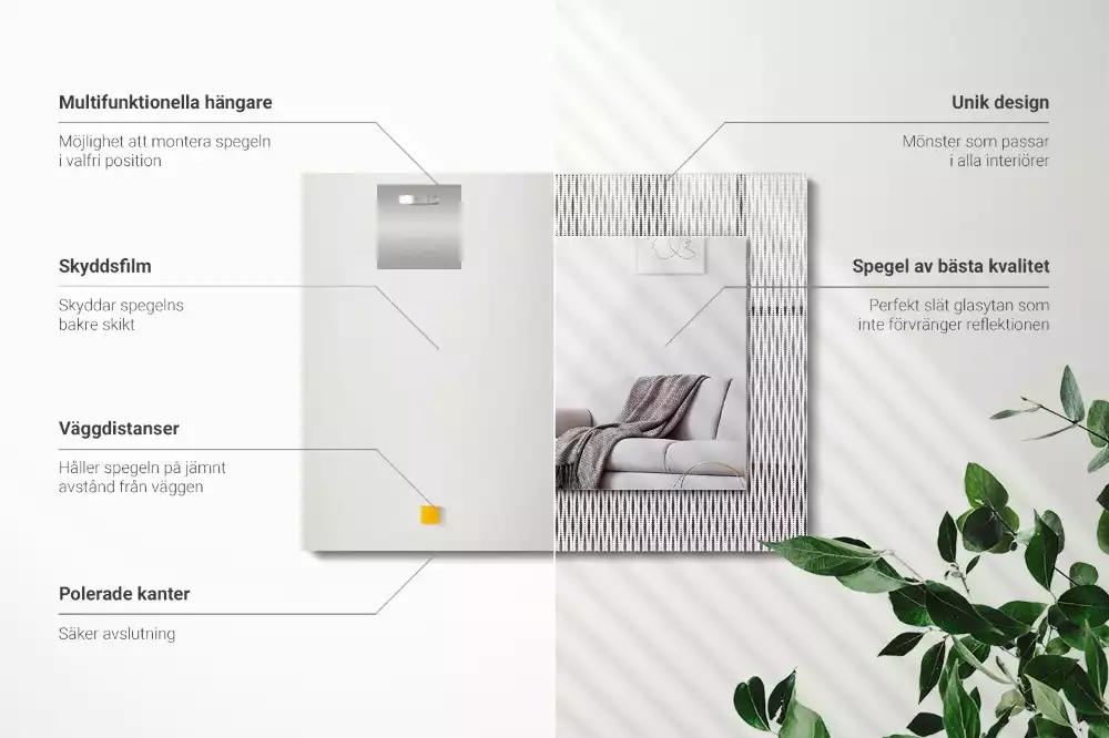 Négyszögletes dísztükör Textil szövet minta