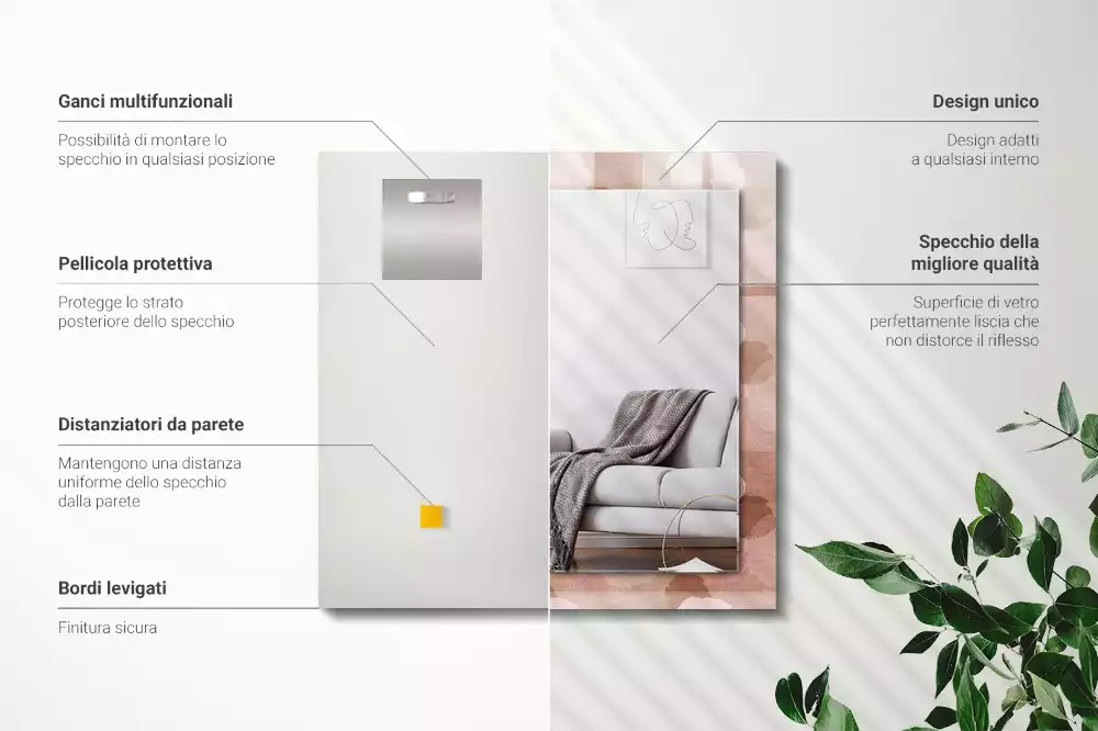 Négyszögletes dísztükör Virágok pünkösdi rózsa