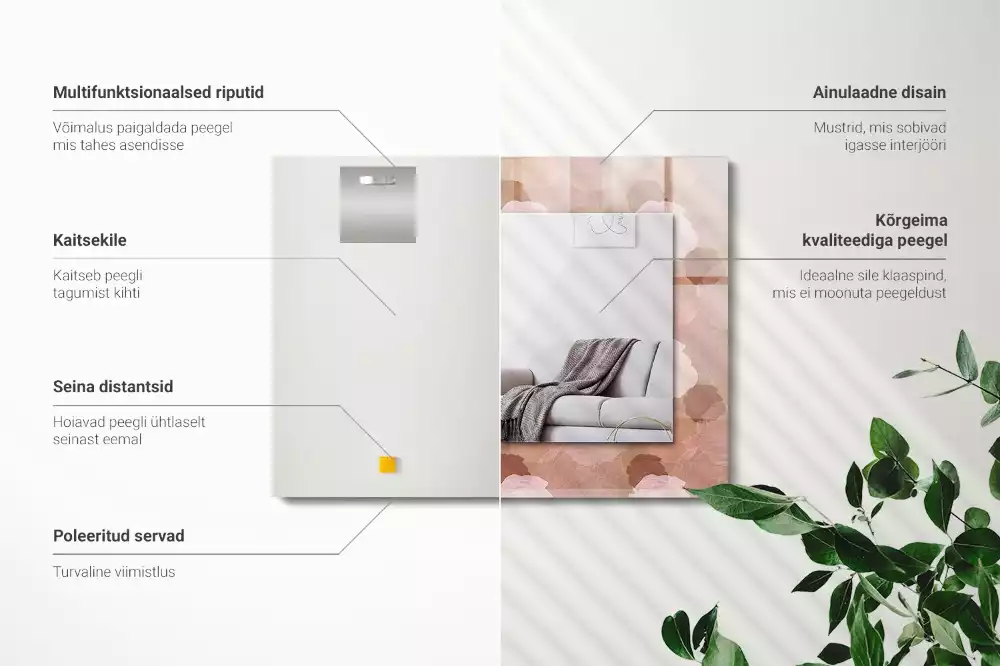 Négyszögletes dísztükör Virágok pünkösdi rózsa