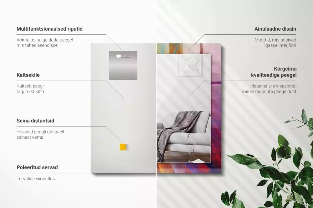 Négyszögletes dísztükör Színes absztrakt spirál