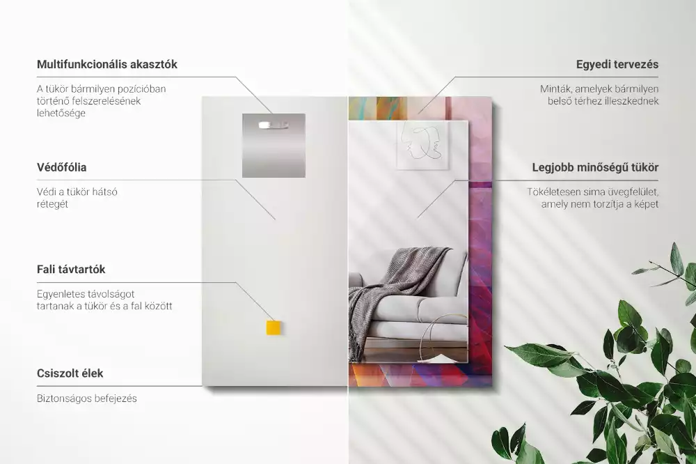 Négyszögletes dísztükör Színes absztrakt spirál