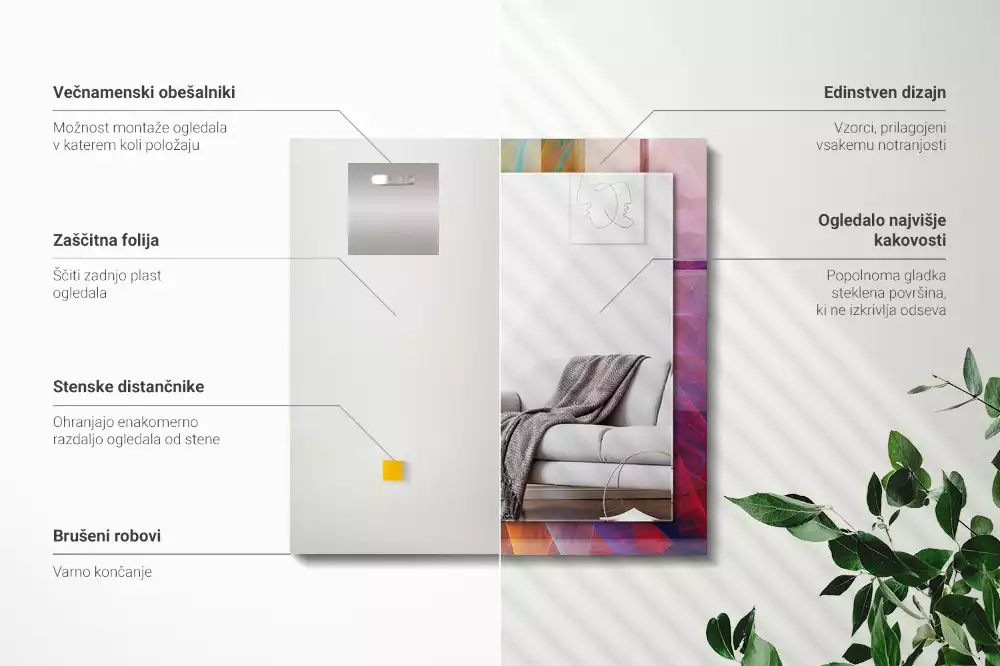 Négyszögletes dísztükör Színes absztrakt spirál