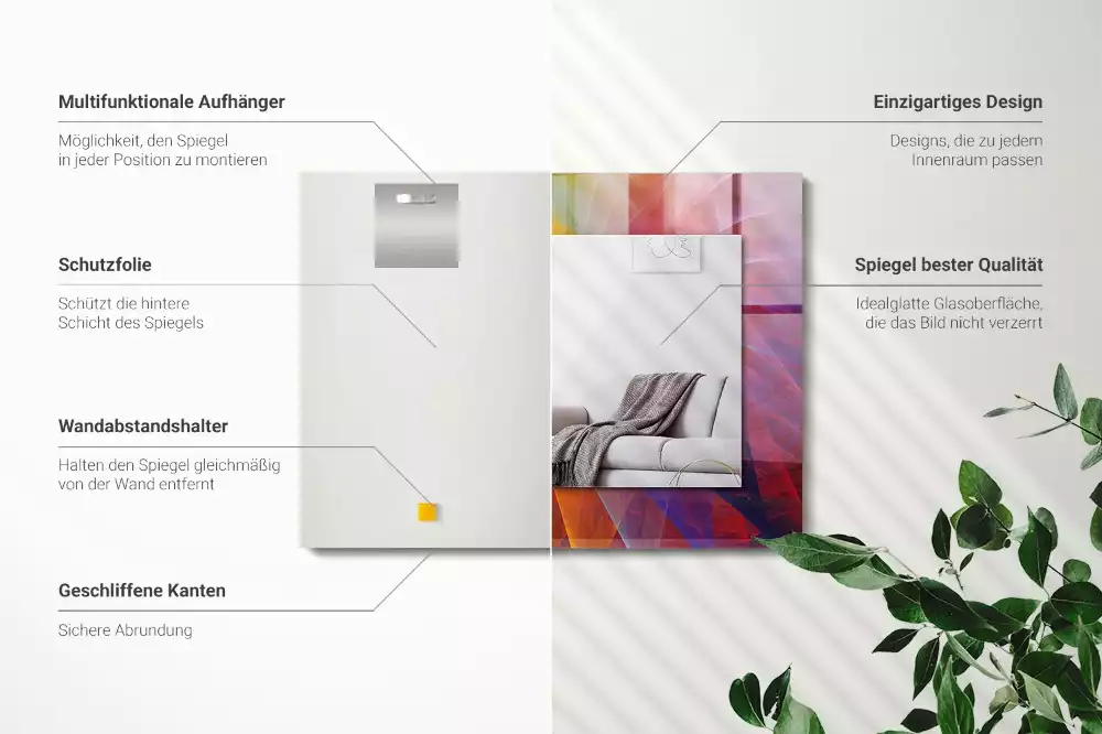 Négyszögletes dísztükör Színes absztrakt spirál