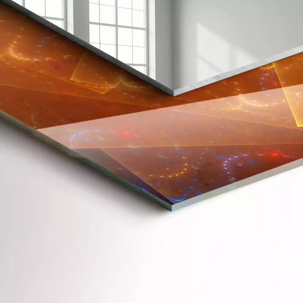 Négyszögletes dísztükör Színes fraktál spirál