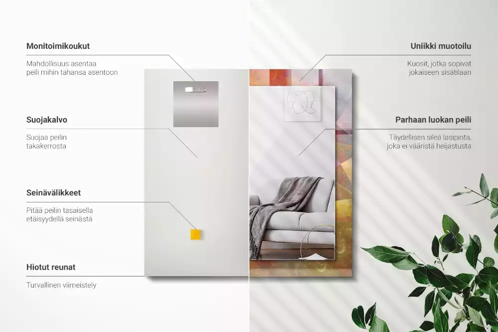 Négyszögletes dísztükör Színes fraktál spirál