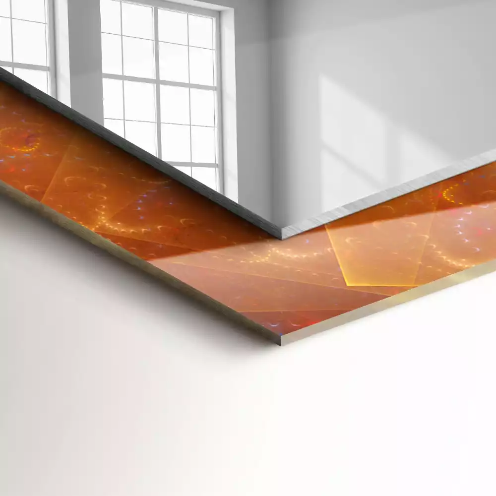 Négyszögletes dísztükör Színes fraktál spirál