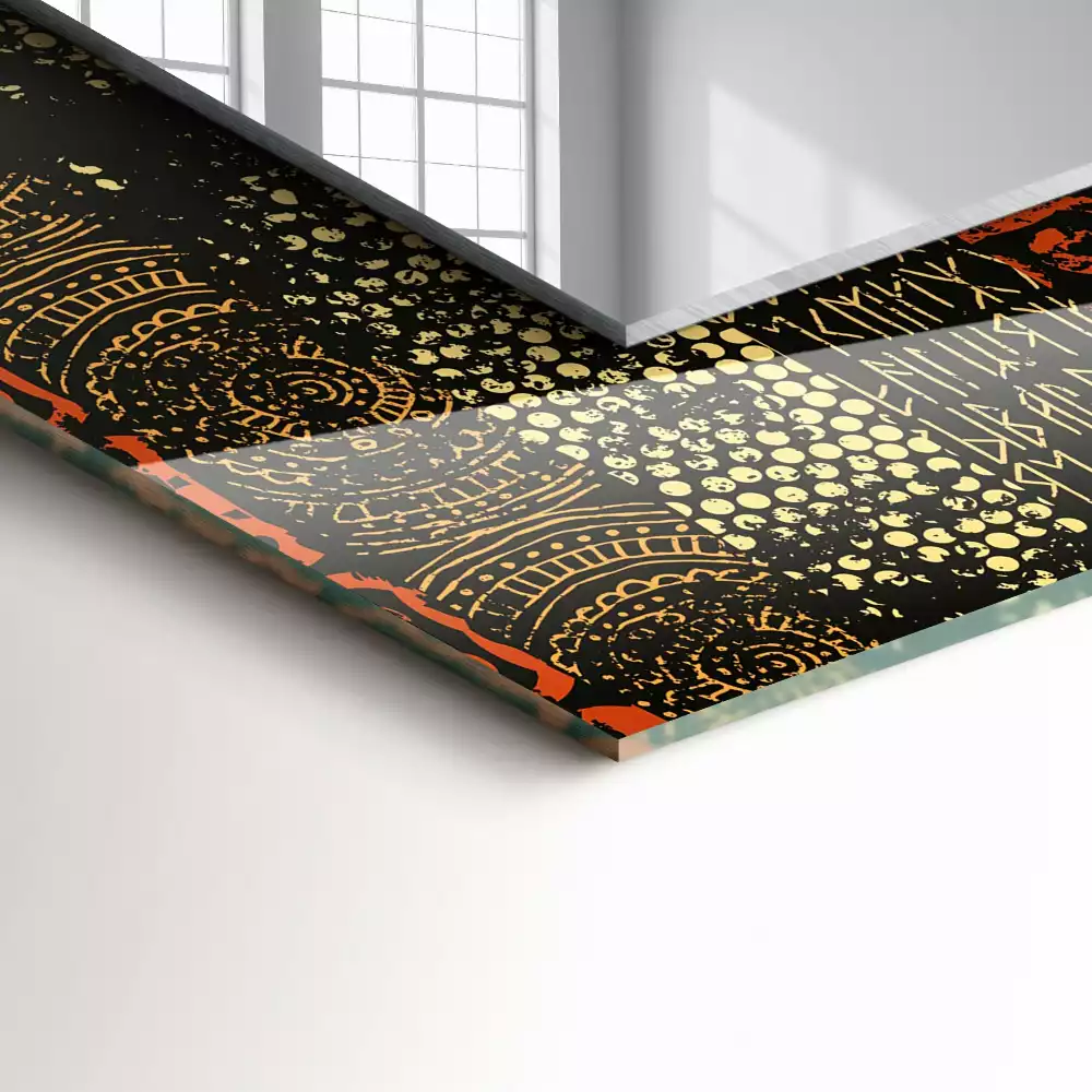 Négyszögletes dísztükör Etnikai dísz minta