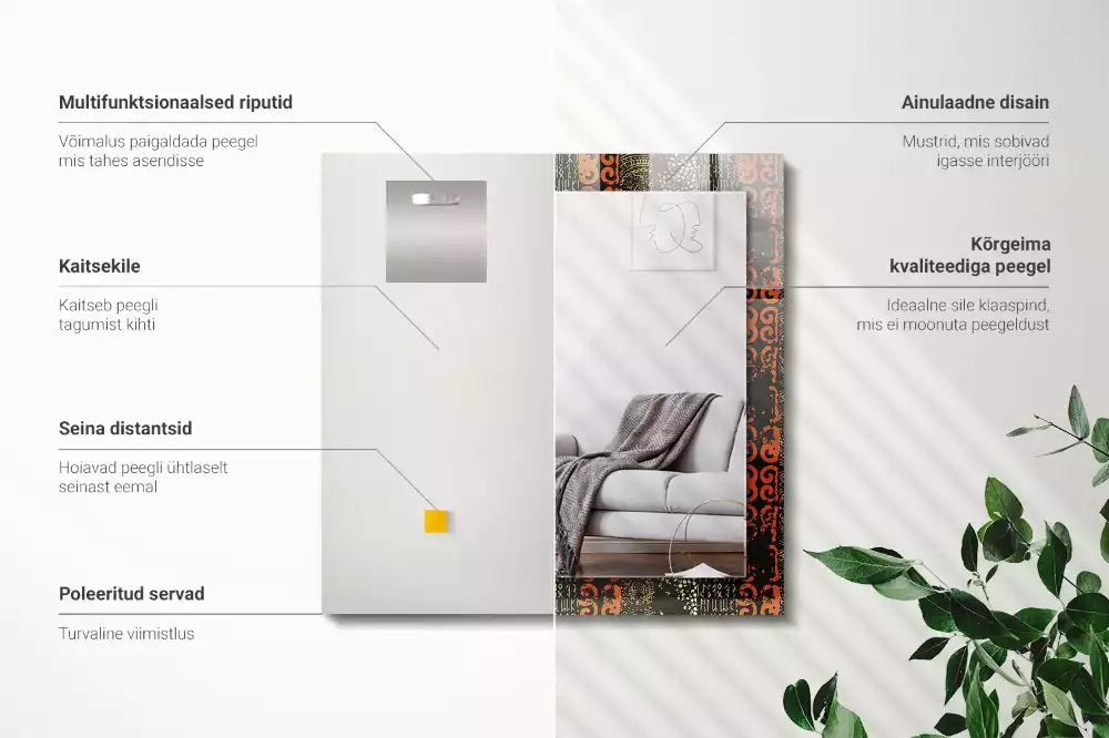 Négyszögletes dísztükör Etnikai dísz minta