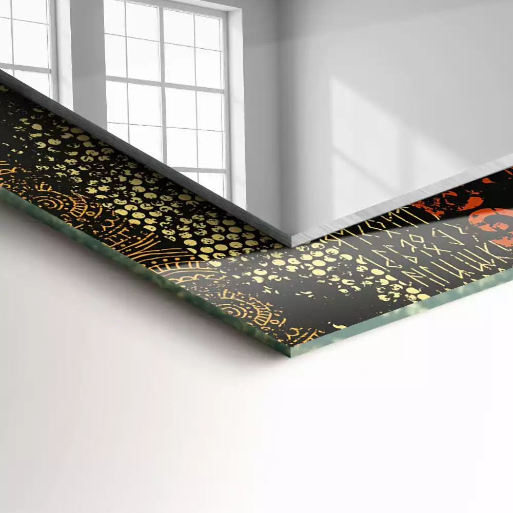 Négyszögletes dísztükör Etnikai dísz minta