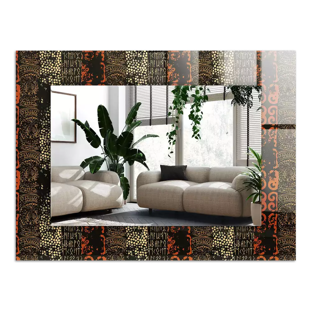 Négyszögletes dísztükör Etnikai dísz minta