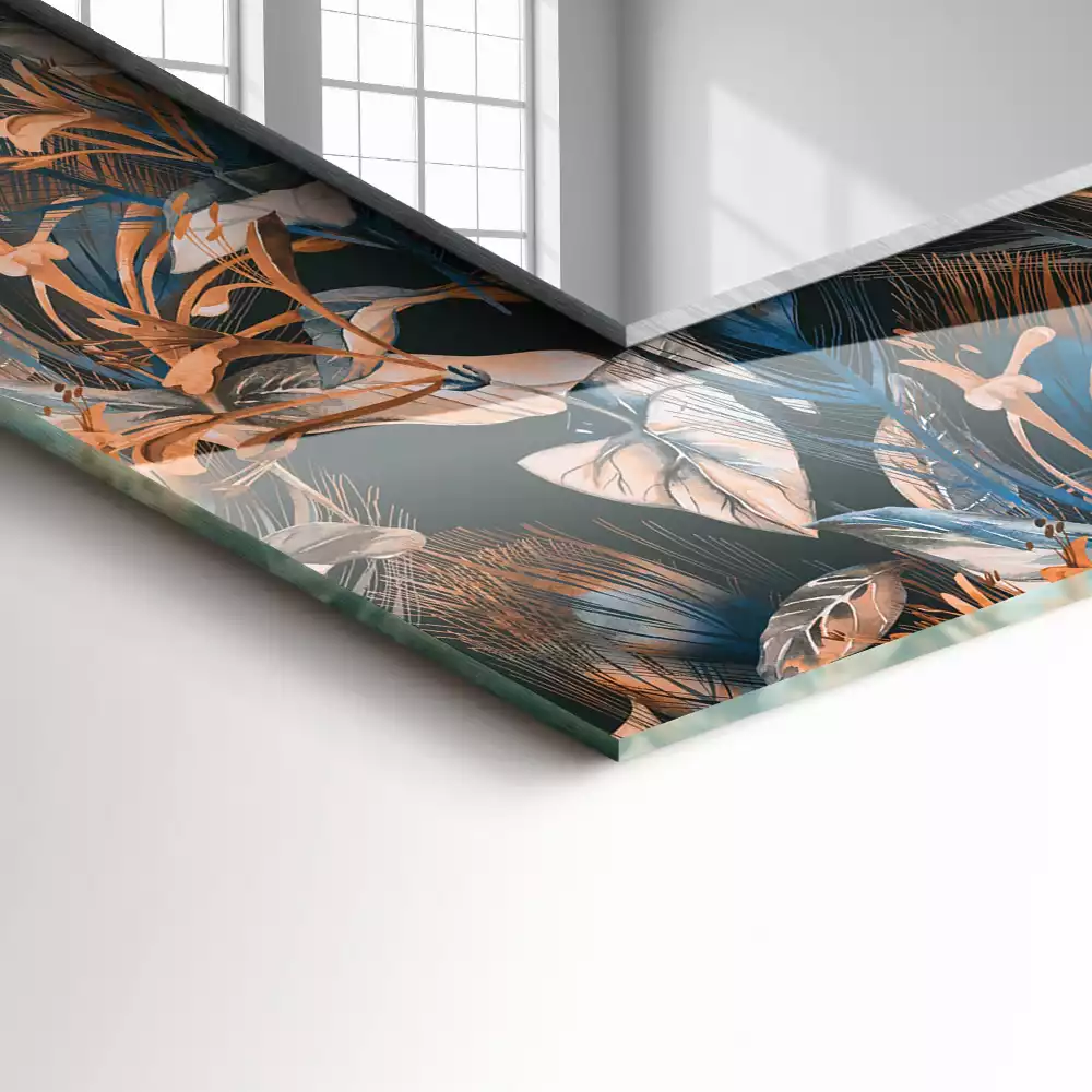 Négyszögletes dísztükör Virágok és levelek