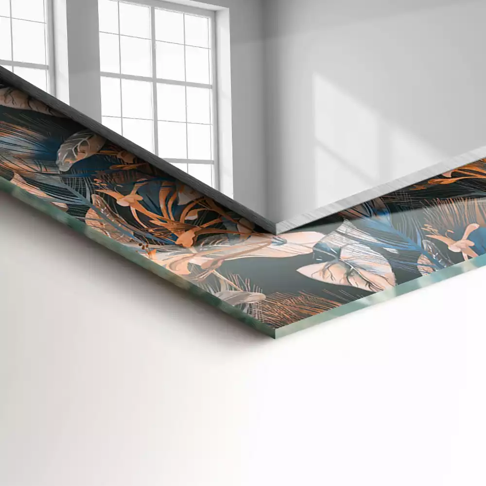 Négyszögletes dísztükör Virágok és levelek