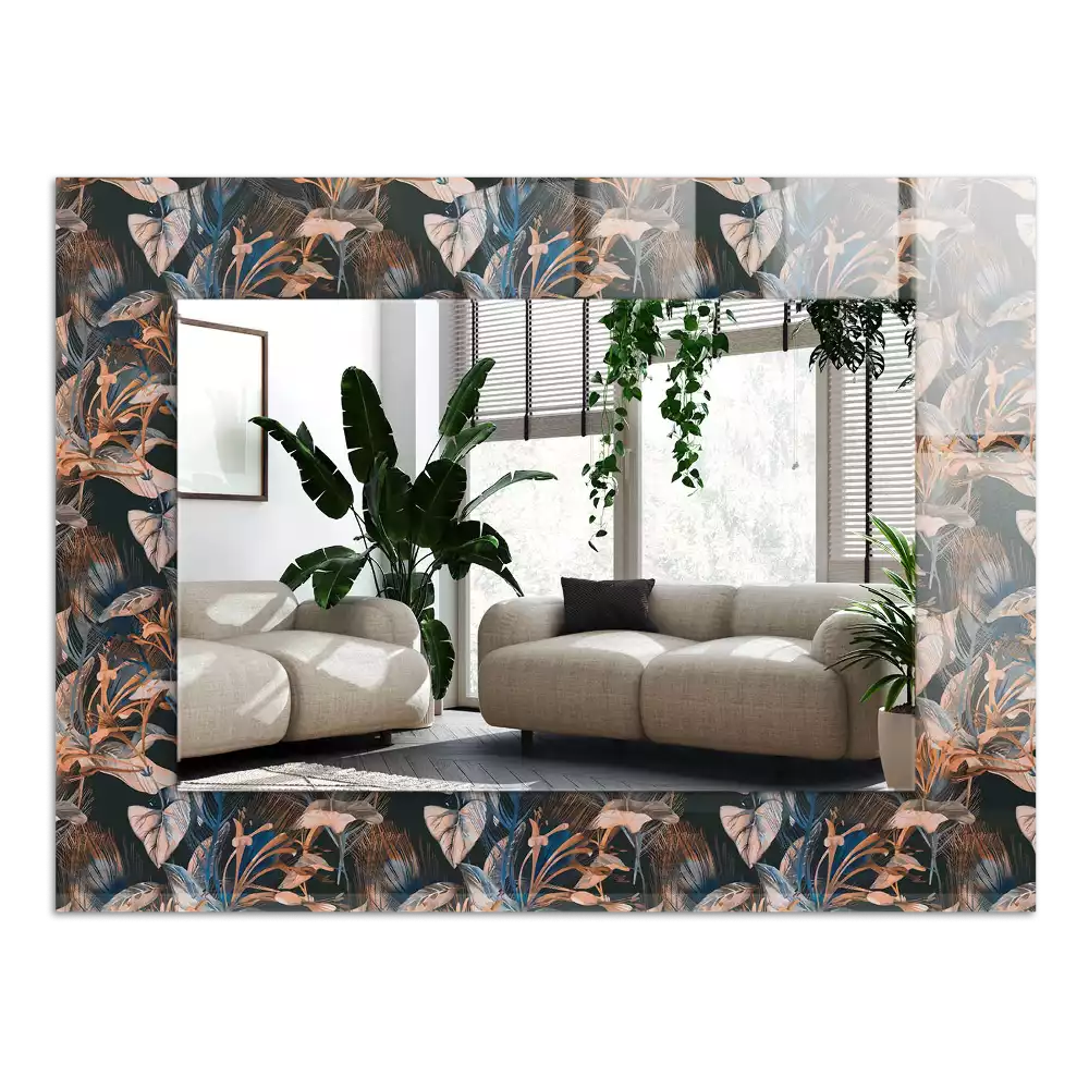 Négyszögletes dísztükör Virágok és levelek