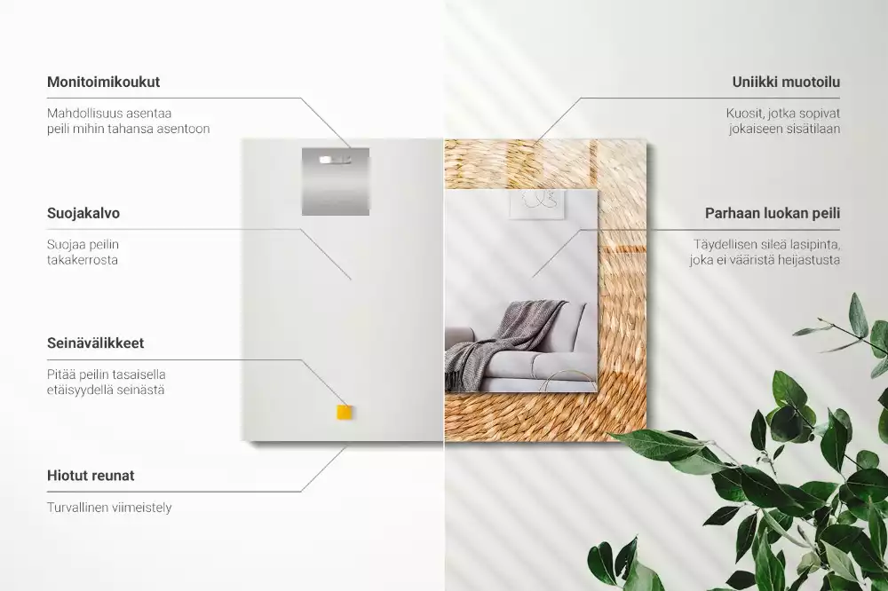 Négyszögletes dísztükör Vesszőből fon