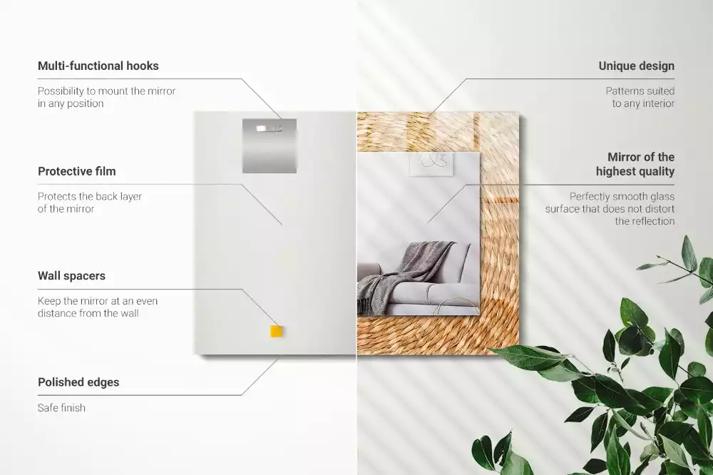 Négyszögletes dísztükör Vesszőből fon